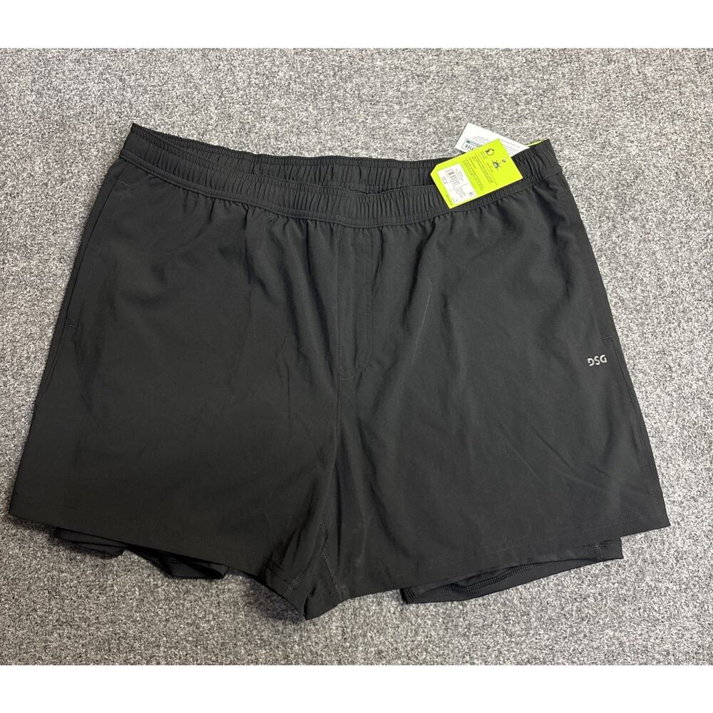DSG Mens Agility 2 in 1 Short Pure Black Athletic Fit Built in Liner Size XXL